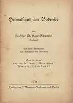 Sonderdruck aus der Zeitschrift "Naturschutz" Jahrgang 15 Heft 1 und 2: Hans Schwenkel - Heimatschutz am Bodensee. 