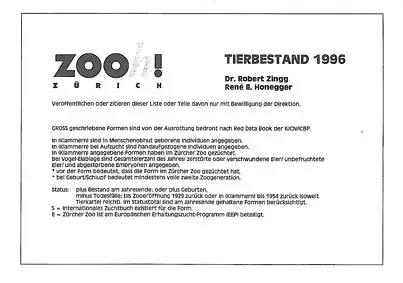 Tierbestand 1996. 