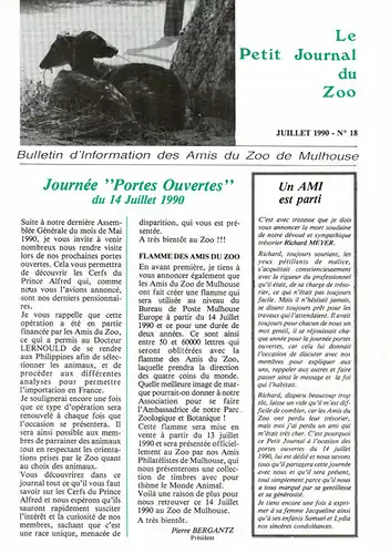 Le Petit Journal du Zoo Juillet 1990 - No 18. 