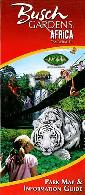 Besucherinfo "Busch Gardens Africa" Park Map & Information Guide (u.a. Weißer Tiger). 