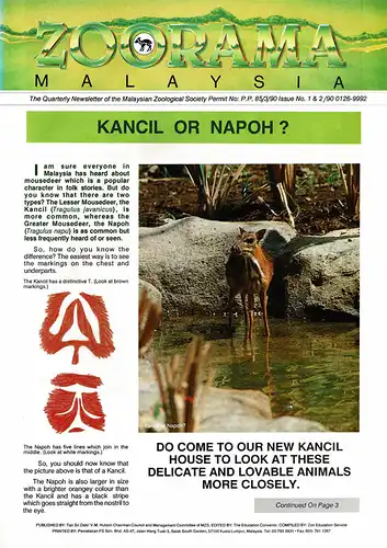 ZOORAMA Malaysia, 1 & 2/ 1990. 