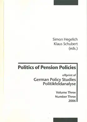 German Policy Studies Politikfeldanalyse, Vol. Three, Number Four 2006 Biotechnology Policy. Theoretical Lenses and Comparative Perspectives. 