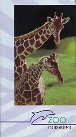 Wegweiser (Giraffen) mit Faltplan. 