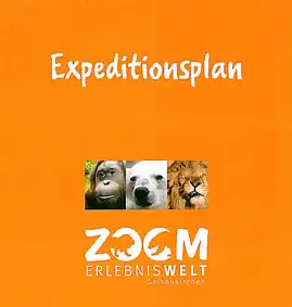 Faltblatt (L?we, Orang und Eisb?r, orange) "Expeditionsplan". 