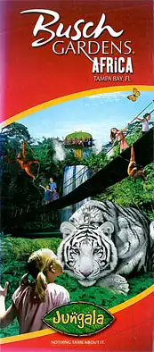 Besucherinfo "Busch Gardens Africa" (u.a. Weißer Tiger). 
