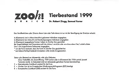 Tierbestand 1999. 