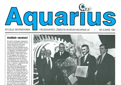 Aquarius, Zeitung Freundeskreis Löbbecke- Museum + Aquazoo, Nr. 5/ März 1992. 