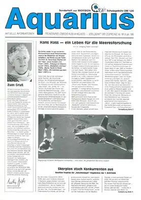 Aquarius, Zeitung Freundeskreis Löbbecke- Museum + Aquazoo, Nr. 9/ 1996. 
