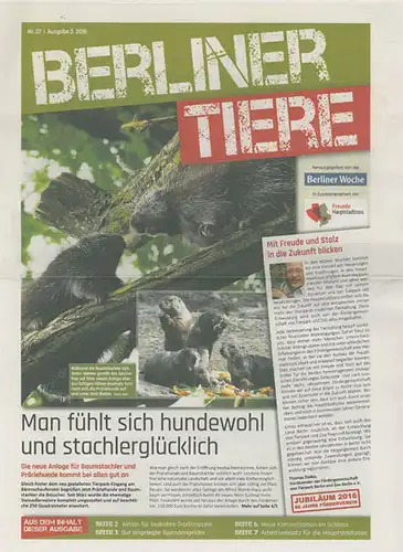 Berliner Tiere. Nr. 27, Ausgabe 3-2016. 