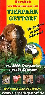 Faltblatt "Ein Erlebnis zu jeder Jahreszeit" (Kamel und Papagei). 