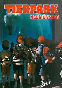 Zooführer (tauchender Eisbär hinter Scheibe). 