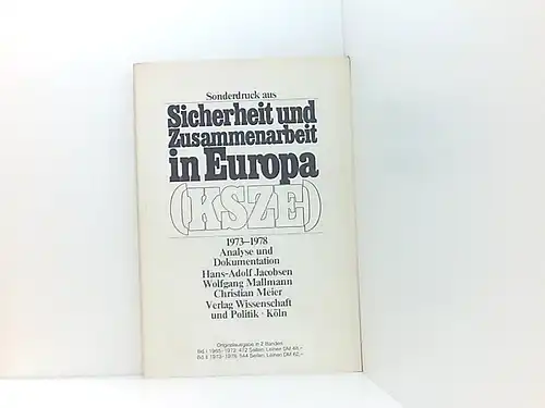 Sonderdruck aus Sicherheit und Zusammenarbeit in Europa (KSZE). Analyse und Dokumentation. 