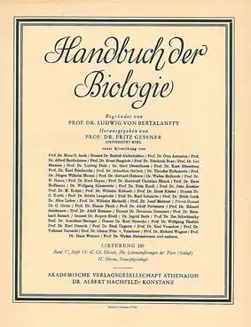 Handbuch der Biologie - Band V Heft 13, Die Lebensäußerungen der Tiere. 
