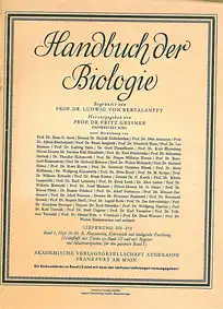 Handbuch der Biologie - Band I Heft 26-30, Kybernetik und biologische Forschung (Schlussheft mit Titelei zu Band I/II und mit Register und Inhaltsangabe für den gesamten Band I). 
