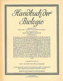 Handbuch der Biologie - Band V Heft 20/21, Sinnesphysiologie. 