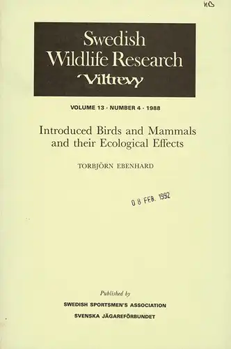 Introduced Birds and Mammals and their Ecological Effects. 
