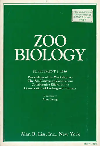 Zoo Biology ; Supplement 1, 1989. 