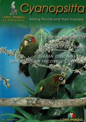 Cyanopsitta - Zeitschrift der Loro Parque Fundacion, Nr. 66, Sep. 2002. 