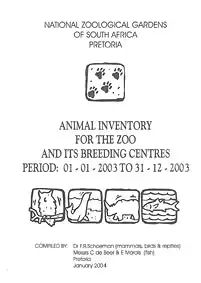 Animal Inventory 2003 (Tierbestand). 