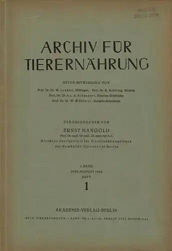 Archiv f?r Tierern?hrung ( Band 1 und 2 / jeweils 6 Hefte). 