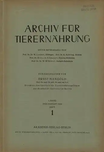 Archiv für Tierernährung ( Band 1 und 2 / jeweils 6 Hefte). 
