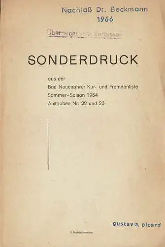 Über Goethe's Reisen und Badekuren. Sonderdruck aus der Bad Neuenahrer Kur- und Fremdenliste, Sommer-Saison 1954, Ausgaben Nr. 22 und 23. 