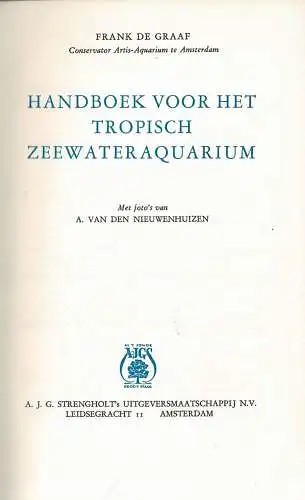 Handboek vor het tropisch Zeewateraquarium. 