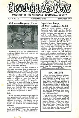 Zoo News Vol. 1, No. 15, 1959. 