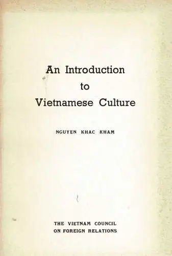 An Introduction to Vietnamese Culture. 