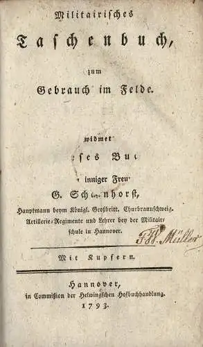 Militairisches Taschenbuch zum Gebrauch im Felde. 
