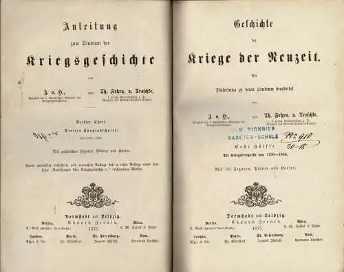 Geschichte der Kriege der Neuzeit. Als Anleitung zu deren Studium bearbeitet. Erste H?lfte: Die Kriegsereignisse von 1790-1866. Mit 33 Figuren, Pl?nen und Karten. 