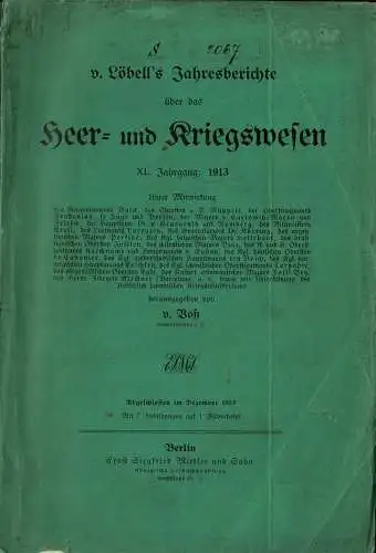 v. L?bell's Jahresberichte ?ber das Heer- und Kriegswesen, XL. Jahrgang 1913. 