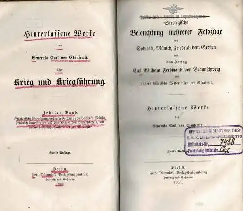 Strategische Beleuchtung mehrerer Feldzge von Sobieski, Mnich, Friedrich dem Groáen und dem Herzog Carl Wilhelm Ferdinand von Braunschweig und andere historische Materialien zur Strategie (=.. 