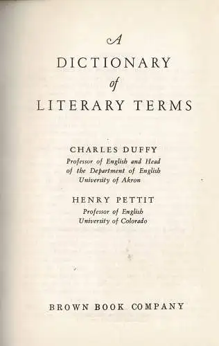 A Dictionary of Literary Terms. 