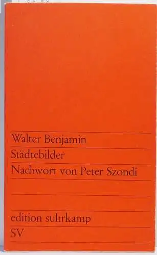 St?dtebilder. Nachwort von Peter Szondi. 