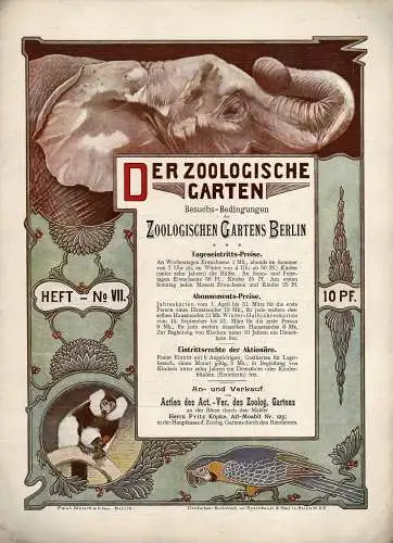 Besuchs-Bedingungen des Zoologischen Gartens Berlin. Heft Nr. 7. 