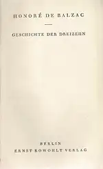 Geschichte der Dreizehn (Gesammelte Werke). 