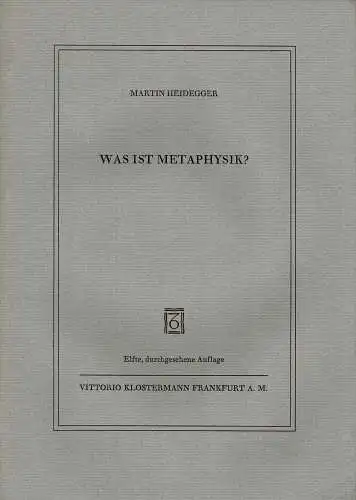 Was ist Metaphysik?. 