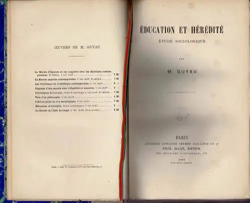 Éducation et Hérédité. Étude sociologique. 