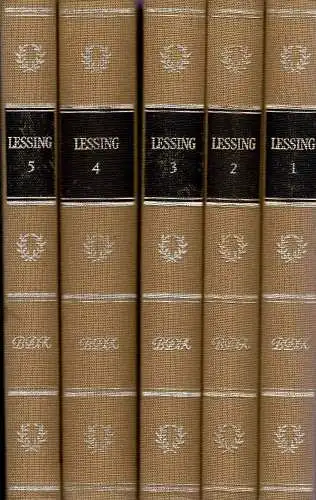 Lessings Werke in 5 Bänden. Band 1-5 (komplett). Bibliothek deutscher Klassiker. 