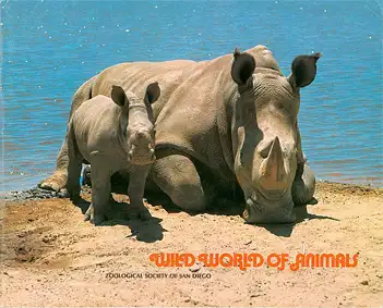 Zooführer (Nashorn mit Jungtier,  Schrift orange). 