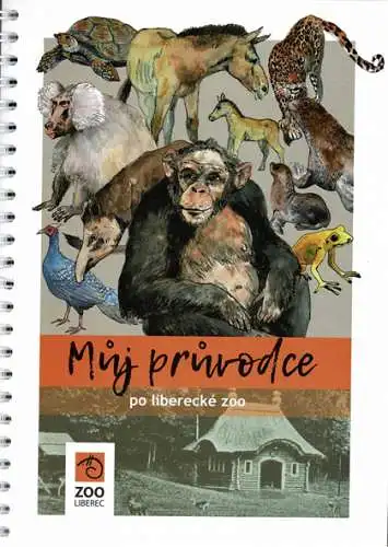 Zooführer (gezeichnete Tiere, Affe im Vordergrund). 