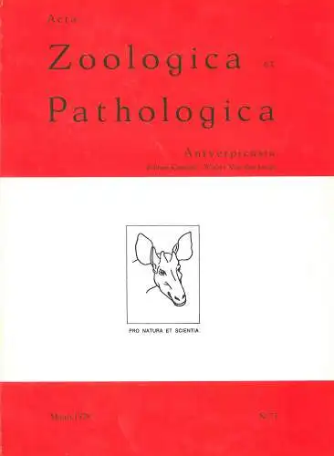 Acta Zoologica et Pathologica Antverpiensia. Heft Nr. 71 / Maart 1978 (Inhalt u.a.: International Okapi Symposium, Experiences with Okapis in Basle Zoo, Circumcision of an Okapi). 