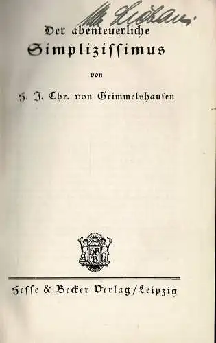 Der abenteuerliche Simplizissimus. 