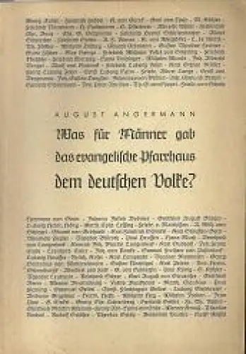 Was für Männer gab das evangelische Pfarrhaus dem deutschen Volke?. 