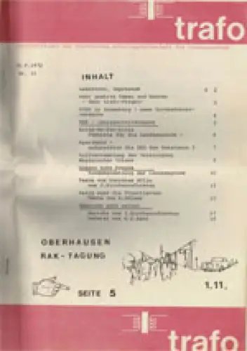 Trafo. Materialdienst der Rheinischen Arbeitsgemeinschaft für Kirchenreform. Nr. 11 (30.09.1972). 