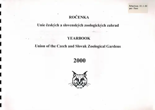 Yearbook of the Union of the Czech and Slovak Zoological Gardens 2000 (Tierbestand). 