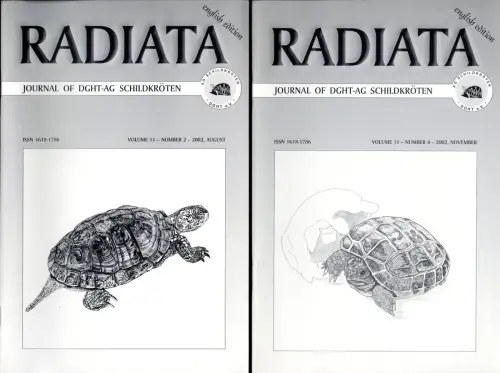 Radiata. Journal of DGHT-AG Schildkröten (English edition). Volume 11 Nr. 2 (August 2002) und 4 (November 2002). 