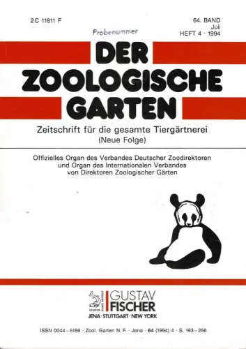 Der Zoologische Garten, Band 64, 1994, Heft 4 (). 