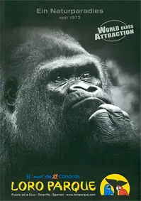Ein Naturparadies seit 1972, El "must" de Canarias (Gorilla) und Das Wasserkönigreich seit 2008, mit Lageplänen für Park und Siam Park. 